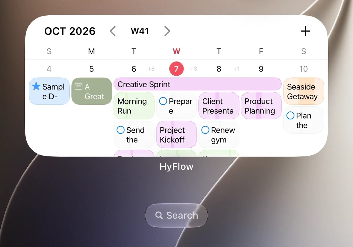 October weekly widget showing events and notes